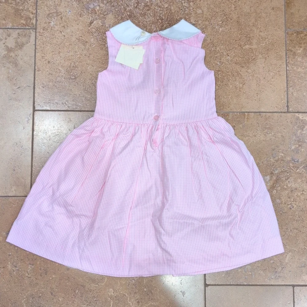 Rachel Riley girl smocked dress. Pink gingham. Size 5Y. - Picture 3 of 4